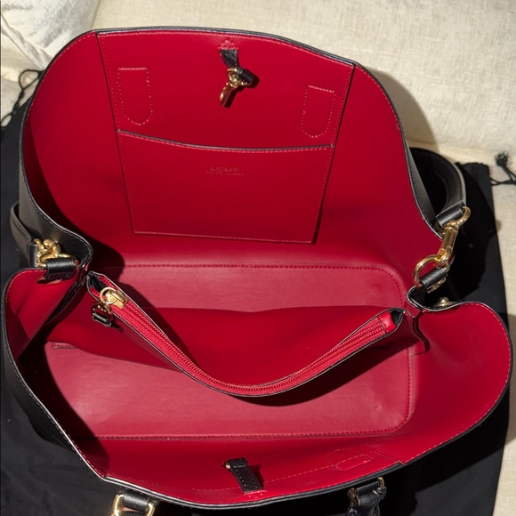 Lauren Ralph Lauren Large Black Bag with Red Interior - Picture 6 of 15